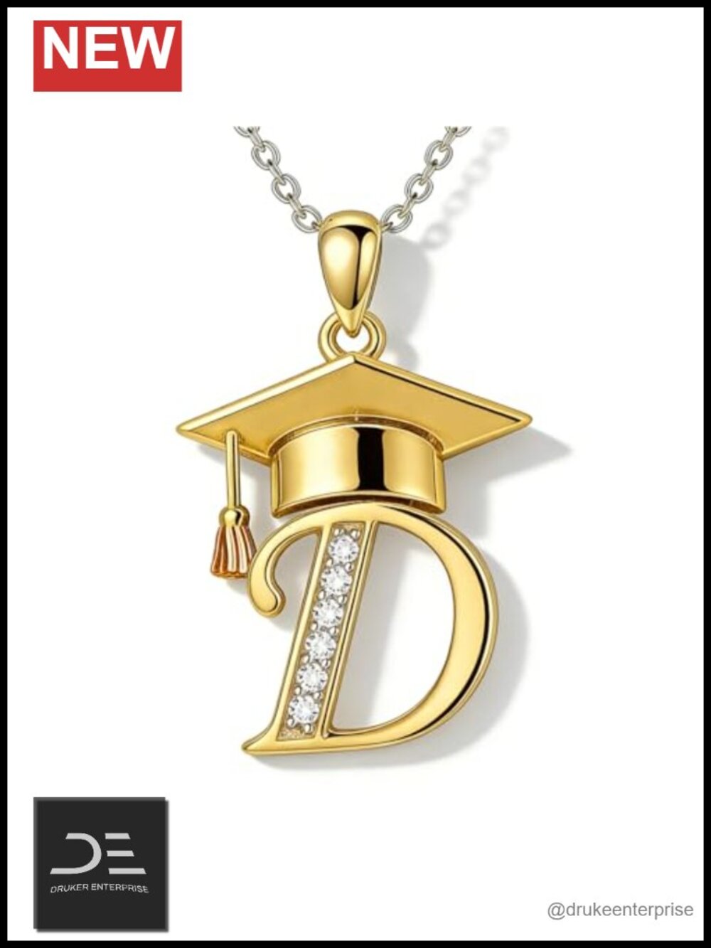 18K Gold Plated Graduation Initial Pendant Necklace A-Z